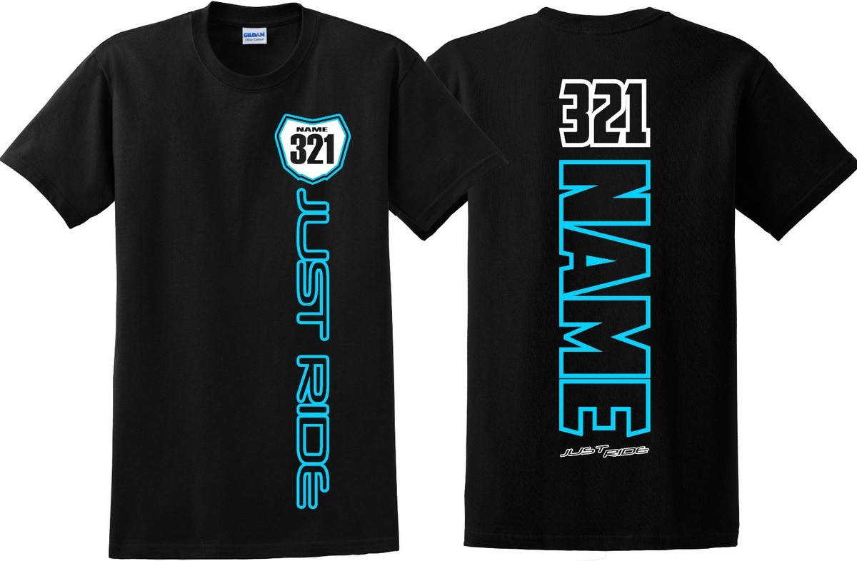 JUST RIDE CUSTOM NUMBER PLATE T SHIRT MX MOTOCROSS