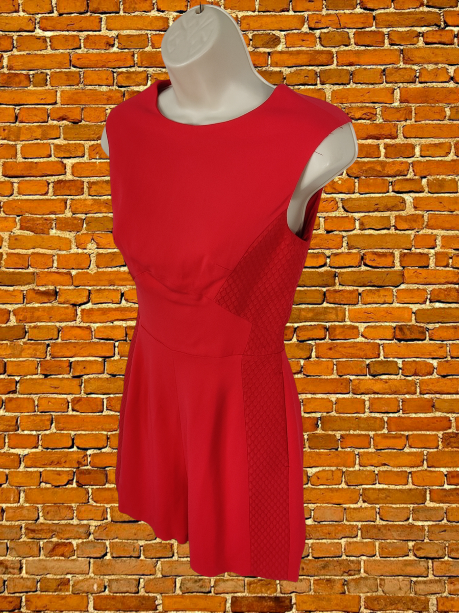 REISS RED PLAYSUIT SIZE UK6 VISCOSE WOMENS SHORT SLEEVELESS LINED
