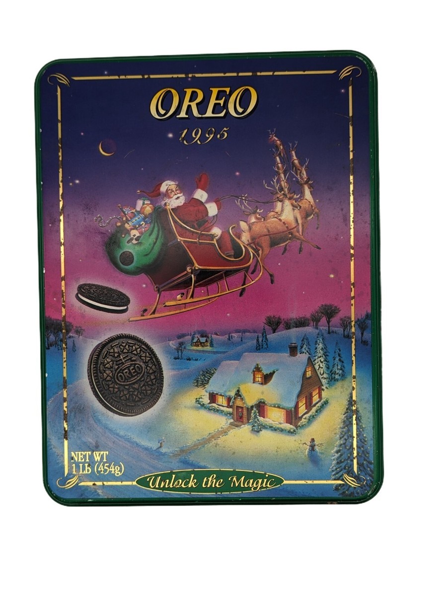 Oreo 1995 Unlock the Magic Christmas Collectible Cookie Tin, Green
