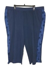 CATHERINES Plus 3X 26W 28W Capri Pants Blue Stars Elastic Waist Pockets Pull On