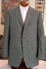 Stunning Canali 120s Olive Plaid 2 Btn Dual Vent Blazer Sz 44 R MINT 