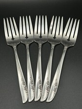 Vintage 1946 Tudor Plate Oneida Community Queen Bess II Set Of 5 Salad Forks