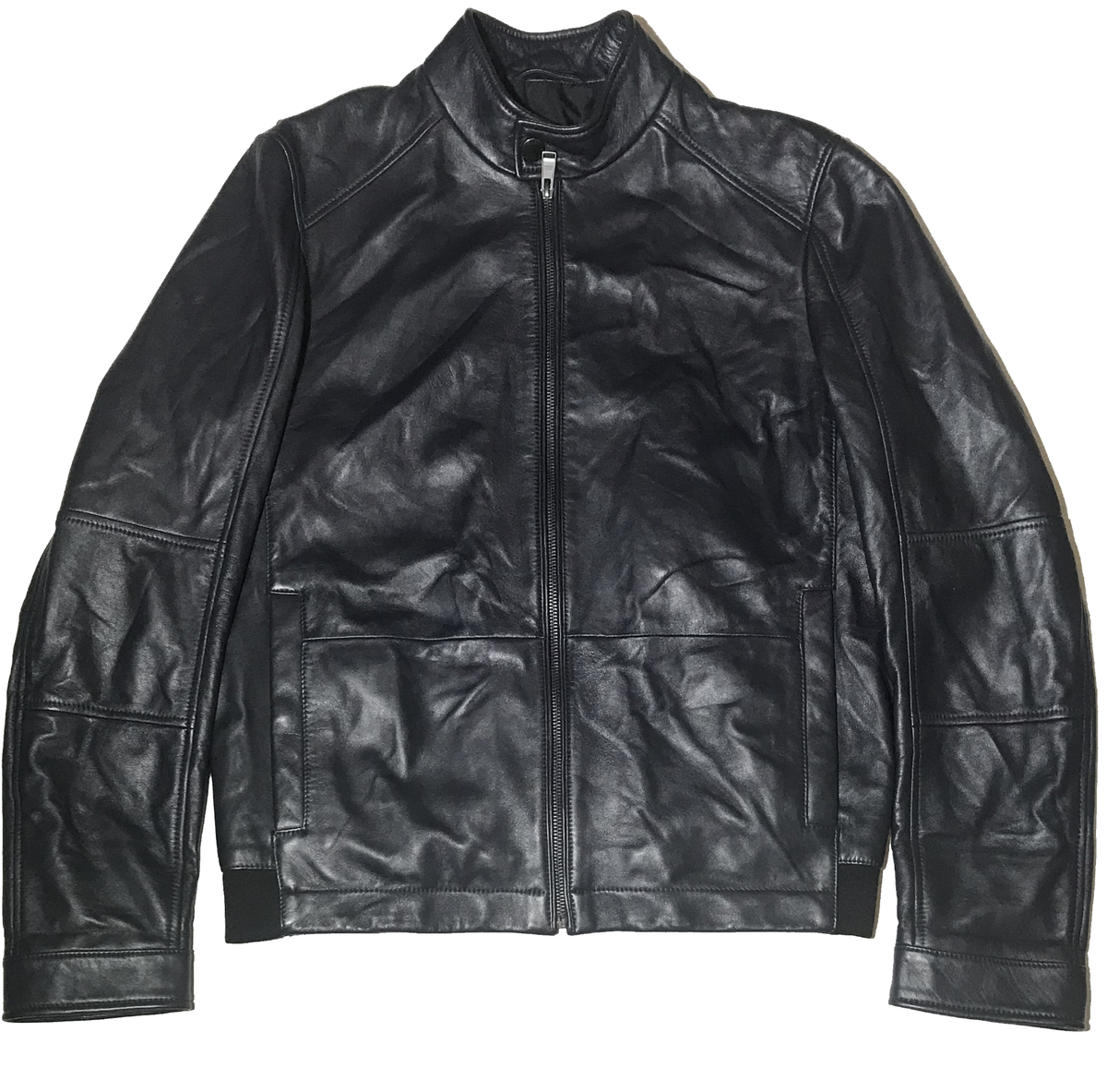 Hugo boss Men's leather jacket Dark Blue 48