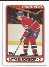 MATHIEU SCHNEIDER 1990-91 TOPPS ROOKIE CARD NM-MT+ CONDITION