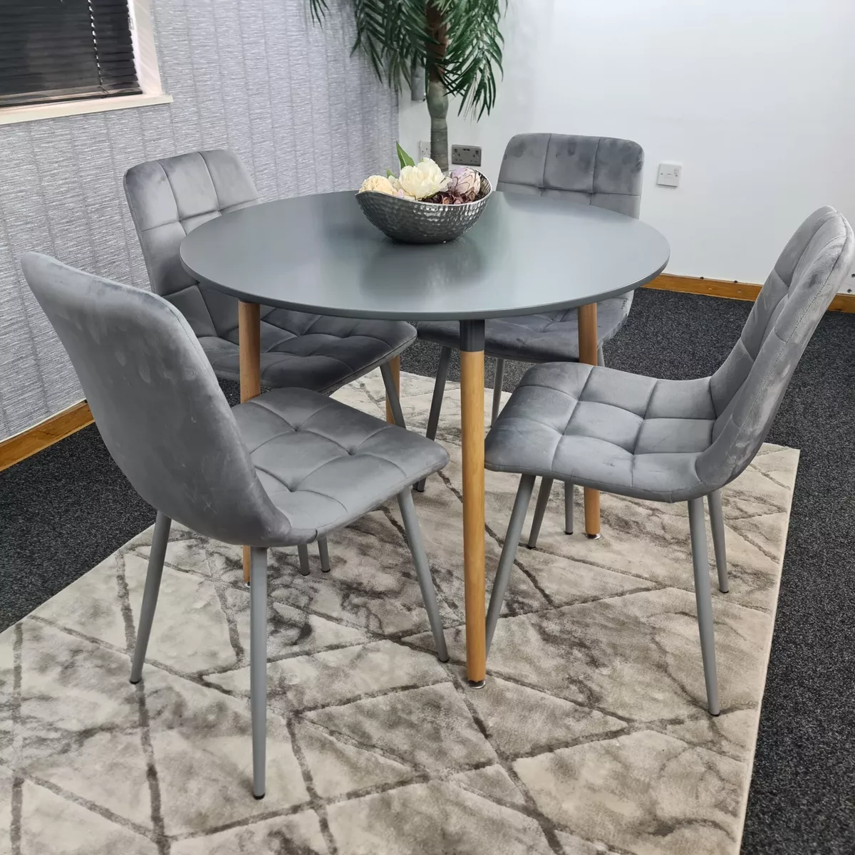 Gray dining set for 4 deals