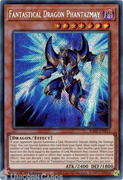 RA02-EN013 Fantastical Dragon Phantazmay : Platinum Secret Rare 1st Edition YuGi