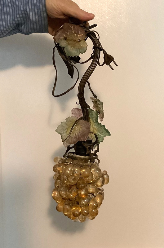 VTG. HANGING  Murano Art Glass Grape Cluster Pendant Lamp/Light & Hardware