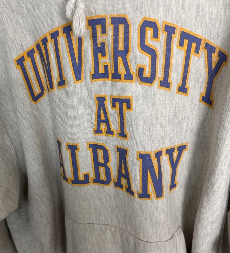 Sudadera con Capucha Vintage 90’s University At Albany Hombre’s MV Sport Pro Weave M/L Foto 2 de 4