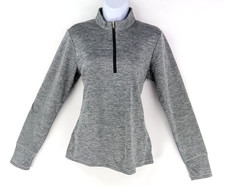 Adidas Activewear 1/4 Zip Jacket Womens M Gray Heathered Fleece Thumbholes NEW