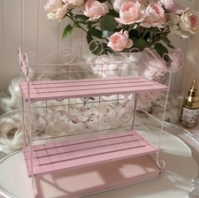 Stahl + Holz Klappregal Regal Nostalgie Landhaus Antik rosa 2 Fächer dekorativ