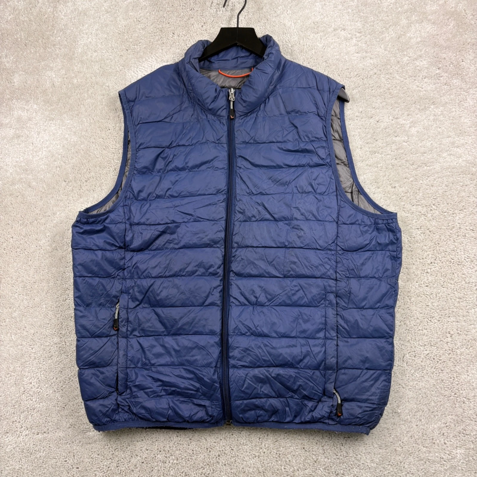 Hawke & Co. Down Puffer Vest Mens Size Medium Blue Pockets Full Zip Performance