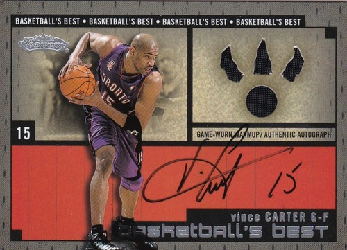 2002-03 FLEER SHOWCASE BASKETBALL'S BEST # 32/400  VINCE CARTER GAME USED AUTO