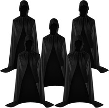 5 Pcs Halloween Black Adult Cloak with Hood Unisex Hooded Cloak Cape Robe for Wo