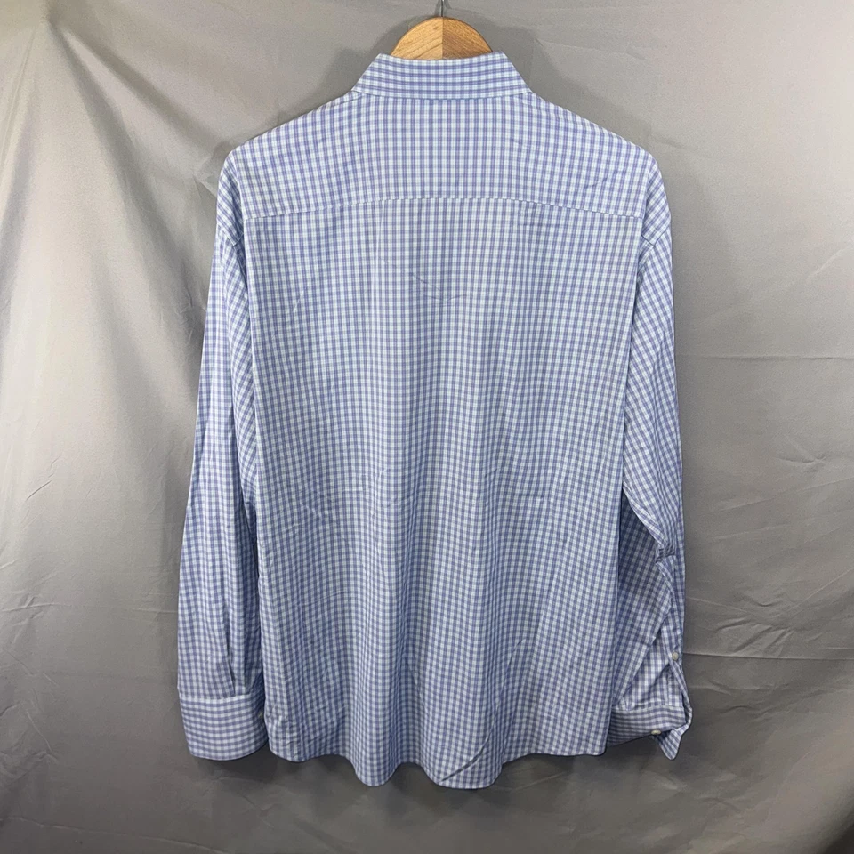Camisa Peter Millar Para Hombre Grande Azul Guinga Verano Comodidad Abotonada Elastizada Foto 2 de 4