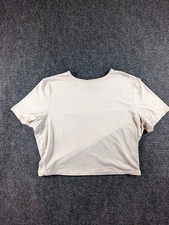 Sadie & Sage Crop Top Women Beige Stretch Short Sleeve Comfort Crewneck USA Made