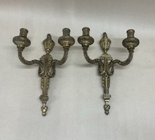 Paar Messing Wandleuchter mit zwei Zweigen Kerzen antik viktorianisch um 1890