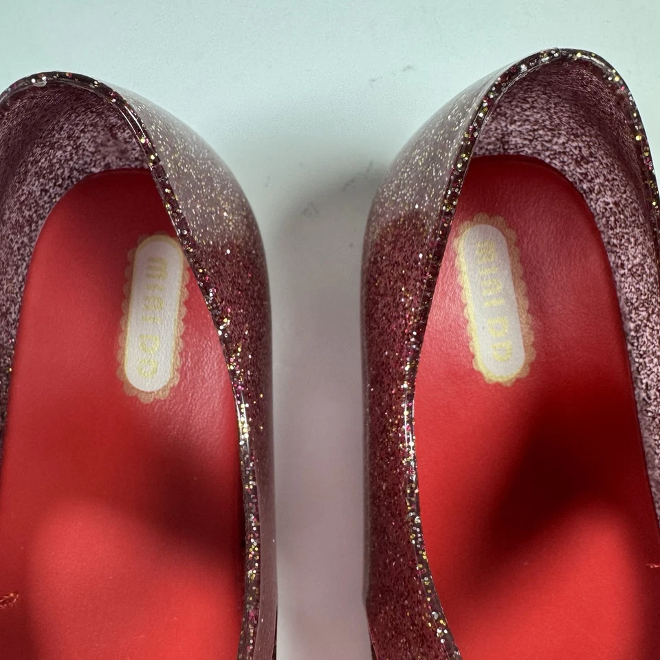 Мини DD молодежи девочек бант желе опрятный блестящий туфли красный/розовый лот из 2 размер 12 - Изображение 2 из 4