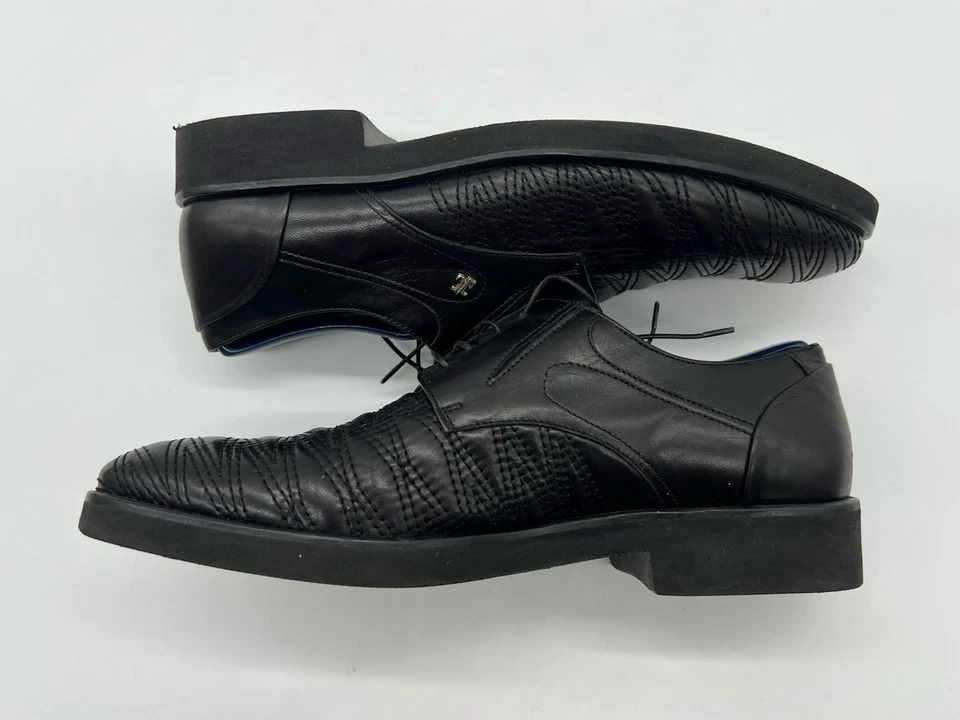 Giovanni Conti Italien Black Leather Mens Size 41 US 8 Oxford Dress Shoes - Image 2 of 4