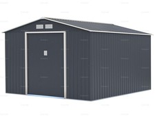 Metal Garden Shed - Double Doors, Galvanized Steel, Apex Roof, 9'x10' (2.8x3.2m)
