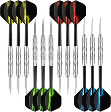 Accmor 12 Pack Steel Tip Darts,24G Professional Metal Darts Set for Dartboard