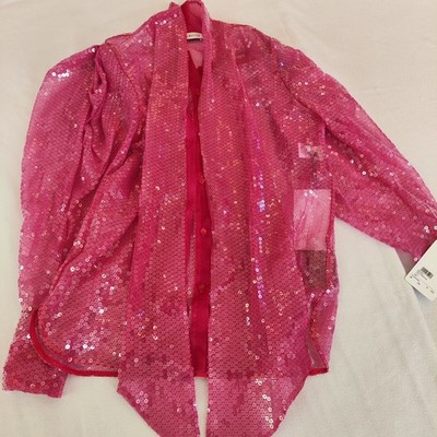Nina Ricci Pink Sequin Sheer Blouse Silk Overlay Size UK 10 EU 38 Party