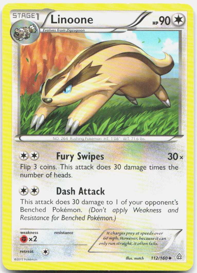 Linoone 112/160 Uncommon Primal Clash Pokemon LP