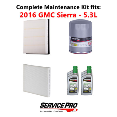 2016 GMC Sierra 5.3L Complete Air, Oil & Cabin Filter Kit (5W-30)