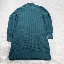 American Eagle Outfitters Teal Waffle Mock Neck Sweater Dress Women's Large