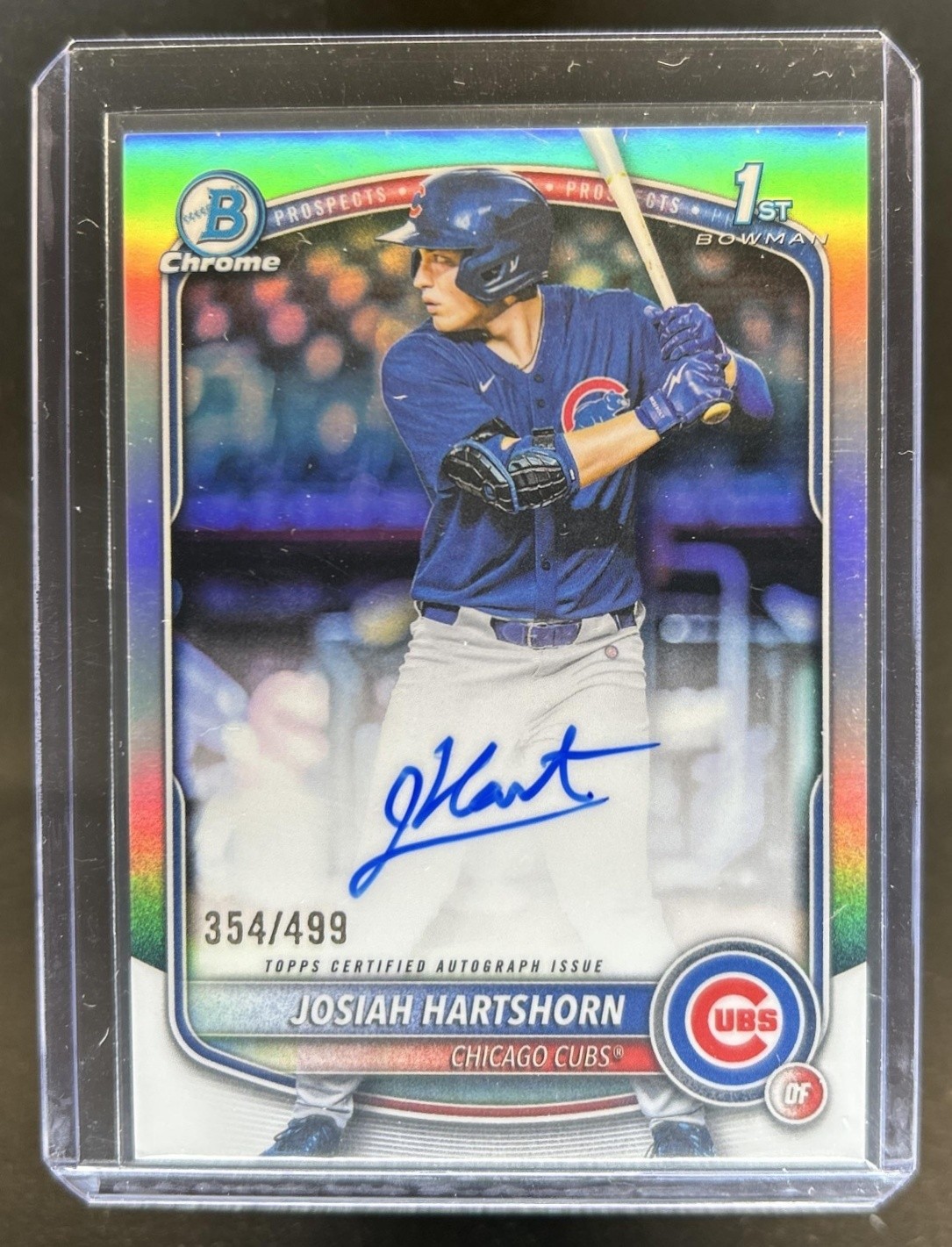 2025 Bowman Draft Josiah Hartshorn Chrome Auto Refractor 1st Prospect #/499 Cubs