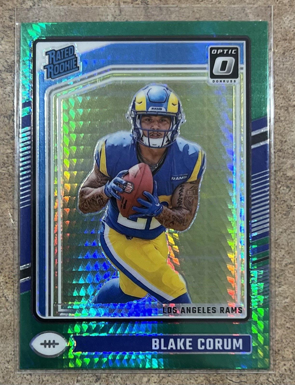 2024 Panini Donruss Optic - Rated Rookie Blake Corum #208 Green Hyper Prizm (RC)