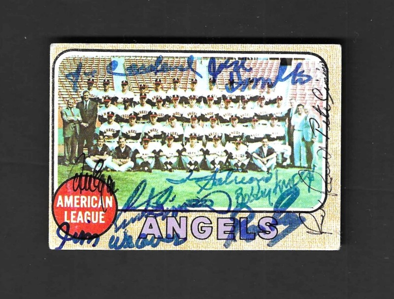 1968 Topps Card #252 1967 California Angels Signed Team Card 11 Autographs