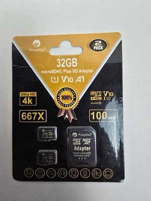 Amplim 32GB Micro SD Card, 2 Pack MicroSD Memory Plus Adapter, MicroSDHC Clas...