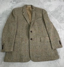 Vintage Harris Tweed Herringbone Wool Blazer Men s Size 42 Regular Brown