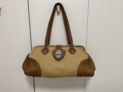 バッグ archive 00s miumiu handbag leather brown Miu Miu 2000 Archive Brown Leather/Canvas Clasp Turnlock