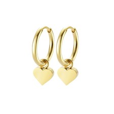 Women's Huggie Hoop Earrings with Small Cute Charm Gold Heart