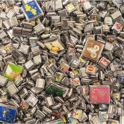 50 Stainless Steel Italian Charms 45 x 9mm & 5 x 18mm Y2K Vintage Link Bracelet