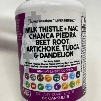 Clean Nutraceuticals Liver Defend Milk Thistle + NAC + TUDCA Supplement, White