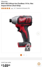   NEW    Milwaukee M18 2656-20 1/4" Impact Driver