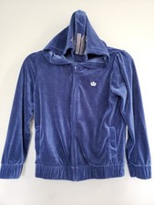 Juicy Couture Hoodie Girls Medium 10/12 Full Zip Velour Crown Navy Blue