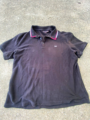 Michael Kors Men s Black Solid Polo Shirt M Short Sleeve Collared Button Logo