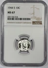 1944-S 10C MS 67 - Mercury Silver Dime - NGC - Blast White - Great Luster