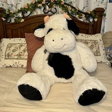 40  Giant Cow Plush Stuffed Animal 2XL Black White Spotted Oversized Farm Animal