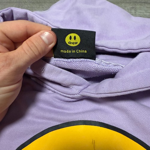 Auténtica sudadera con capucha DREW HOUSE Justin Beiber cara sonriente púrpura talla mediana para adulto - Imagen 4 de 6