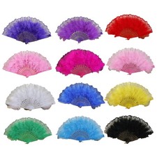 Women s Feathered Fan 1920s Vintage Styles Folding Handheld Lace Fan for Wedding