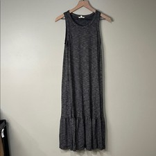 Madewell Knit Tank Ruffle-Hem Dress in Stripe Womens Medium