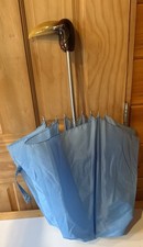 Vintage Umbrella Bird Toucan Plastic Handle Blue Umbrella Extendable Bakelite