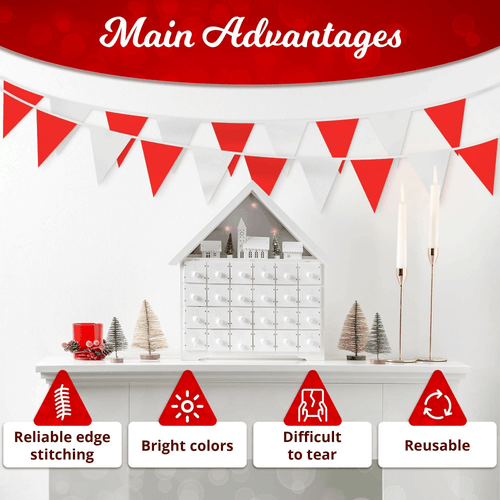 Banderas triangulares para artículos de fiesta 100 pies blanco y rojo fiesta - Imagen 4 de 9