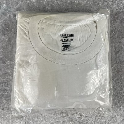 Stafford Essentials 3-Pack 100% Cotton Crew Neck White Tees, Mens Size XLXT -NEW
