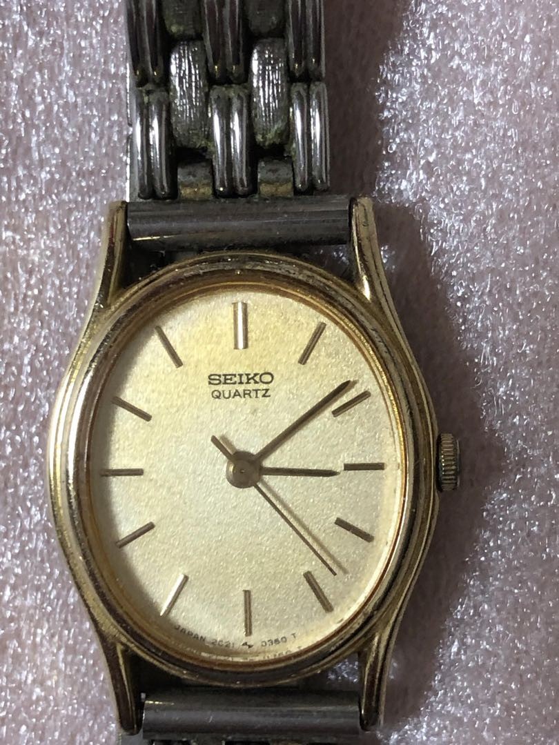 稼働 セイコー ルーセント 5E21-5010 Seiko 2C21-5010 Analog Quartz Women Gold Watch Vintage