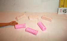 VINTAGE 1/6 DOLL SIZE PINK HAIR 6 COUNT CURLERS WITH CLASPS ACCESSORY LOT A42